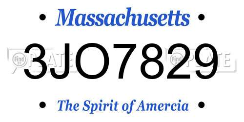 3JO7829 Massachusetts License Plate