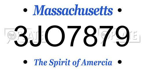 3JO7879 Massachusetts License Plate