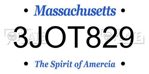 3JOT829 Massachusetts License Plate