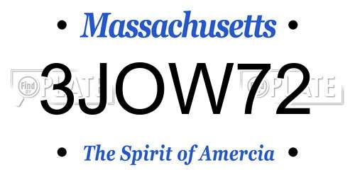 3JOW72 Massachusetts License Plate