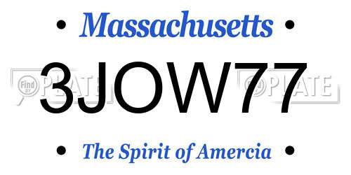 3JOW77 Massachusetts License Plate