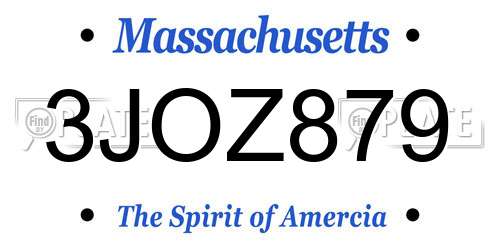 3JOZ879 Massachusetts License Plate