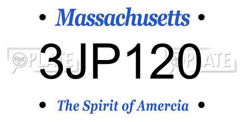 3JP120 Massachusetts License Plate
