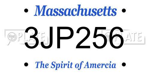 3JP256 Massachusetts License Plate