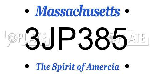 3JP385 Massachusetts License Plate