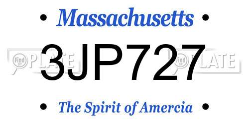 3JP727 Massachusetts License Plate