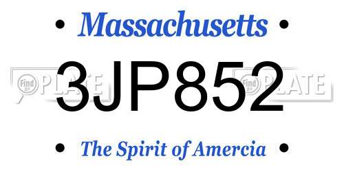 3JP852 Massachusetts License Plate
