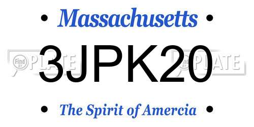 3JPK20 Massachusetts License Plate