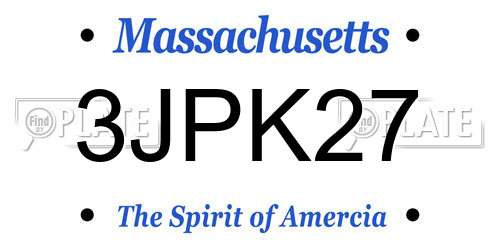 3JPK27 Massachusetts License Plate