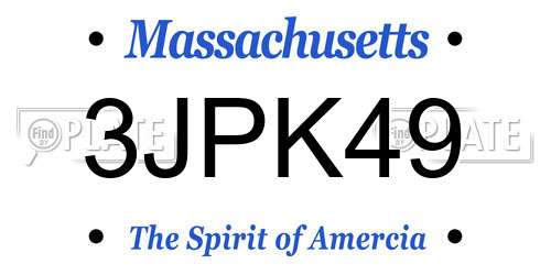3JPK49 Massachusetts License Plate