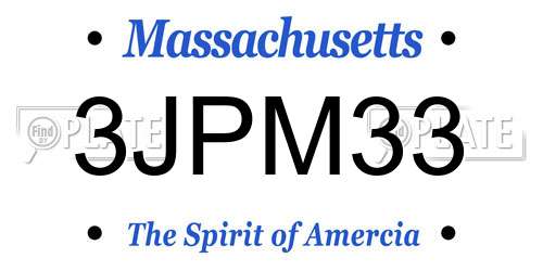3JPM33 Massachusetts License Plate
