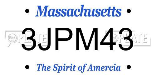 3JPM43 Massachusetts License Plate