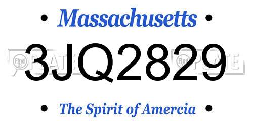 3JQ2829 Massachusetts License Plate
