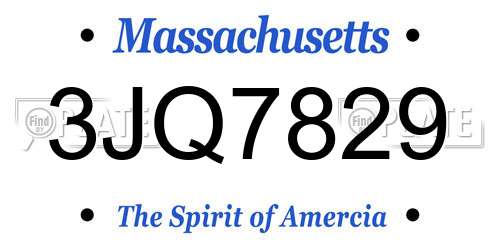 3JQ7829 Massachusetts License Plate