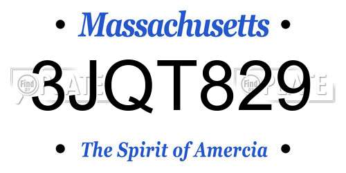 3JQT829 Massachusetts License Plate