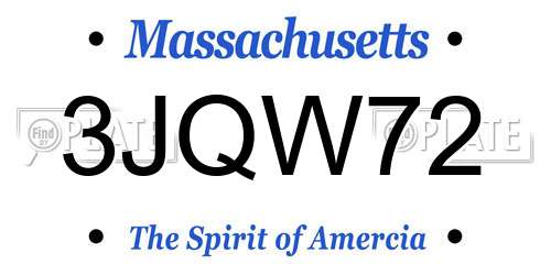 3JQW72 Massachusetts License Plate