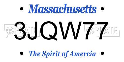 3JQW77 Massachusetts License Plate