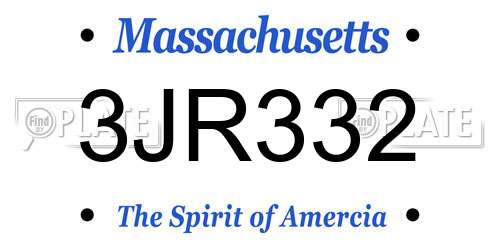 3JR332 Massachusetts License Plate