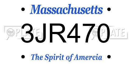3JR470 Massachusetts License Plate