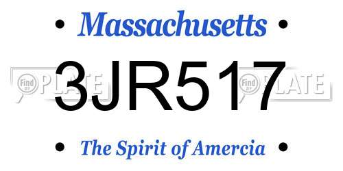 3JR517 Massachusetts License Plate