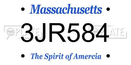 3JR584 Massachusetts License Plate