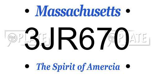 3JR670 Massachusetts License Plate