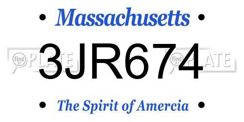 3JR674 Massachusetts License Plate