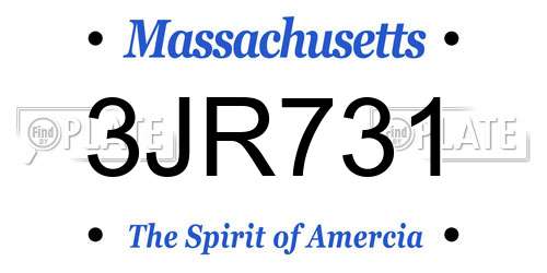3JR731 Massachusetts License Plate