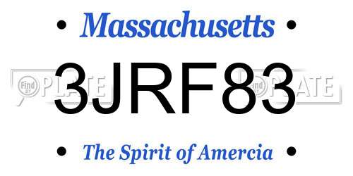 3JRF83 Massachusetts License Plate