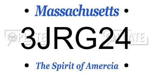 3JRG24 Massachusetts License Plate