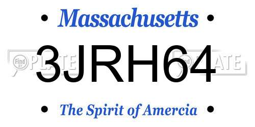 3JRH64 Massachusetts License Plate