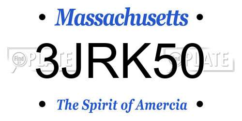3JRK50 Massachusetts License Plate