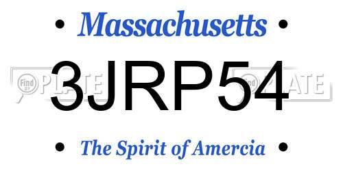 3JRP54 Massachusetts License Plate
