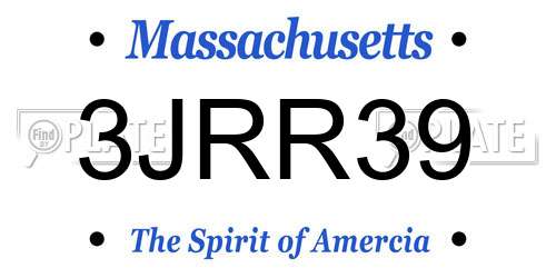 3JRR39 Massachusetts License Plate
