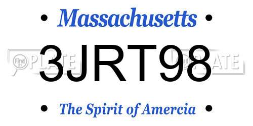 3JRT98 Massachusetts License Plate