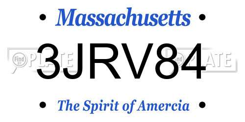 3JRV84 Massachusetts License Plate