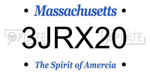 3JRX20 Massachusetts License Plate