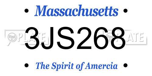 3JS268 Massachusetts License Plate