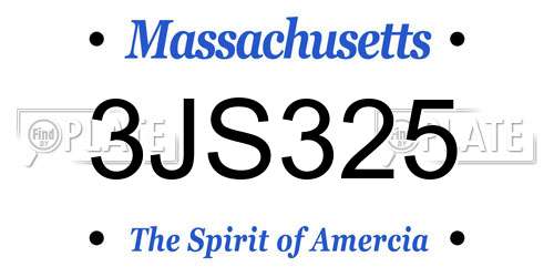 3JS325 Massachusetts License Plate