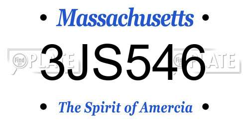 3JS546 Massachusetts License Plate