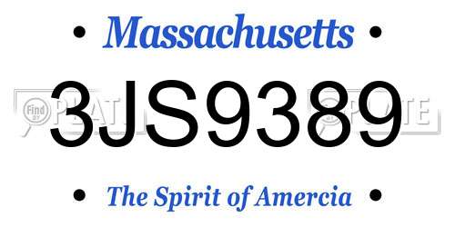 3JS9389 Massachusetts License Plate