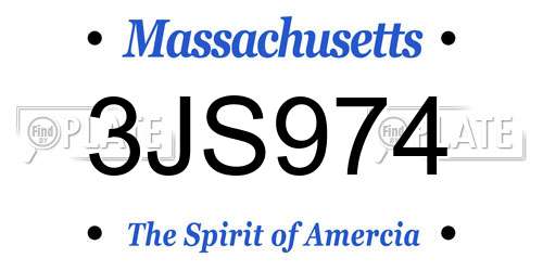 3JS974 Massachusetts License Plate