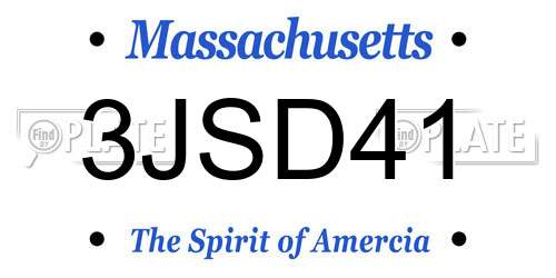 3JSD41 Massachusetts License Plate