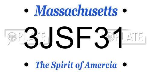 3JSF31 Massachusetts License Plate