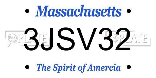 3JSV32 Massachusetts License Plate