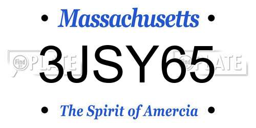 3JSY65 Massachusetts License Plate