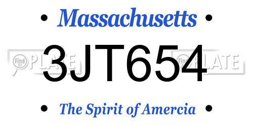 3JT654 Massachusetts License Plate