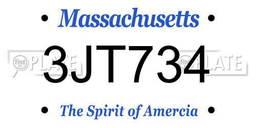 3JT734 Massachusetts License Plate