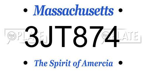 3JT874 Massachusetts License Plate