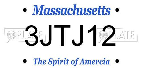 3JTJ12 Massachusetts License Plate